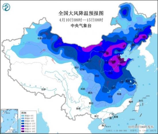 未来一周“倒春寒”席卷中国大部 局地降温16℃以上