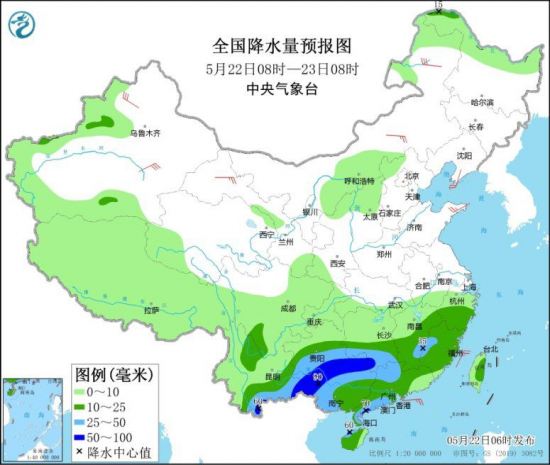 22日至24日青藏高原地区多降水 云南广西广东等地有较强降水
