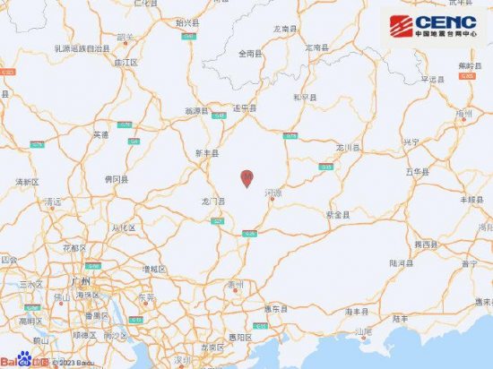 河源市东源县7月4日1时13分发生3.1级地震 震源深度8千米