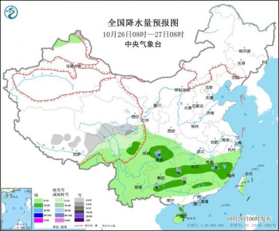 26日至29日西南地区、江南、华南等地有明显降雨天气