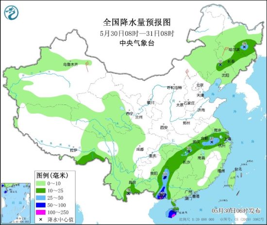 今（30）日南方较强降雨将主要出现在广西、海南岛等地