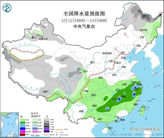 12日至15日江南、华南等地有较强降水过程
