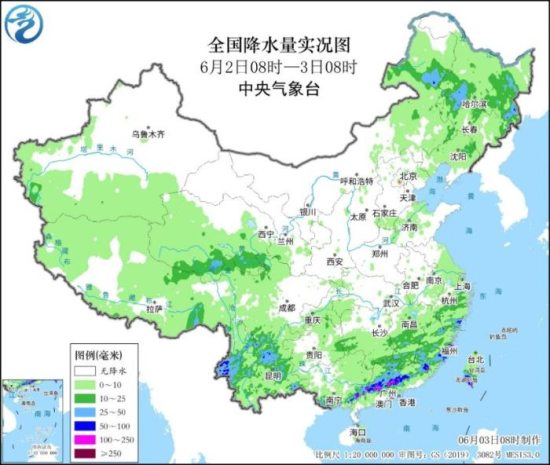 预计未来三天全国大部地区降雨较弱，雨区较为分散