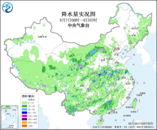 8日至9日西北地区东南部、华北、黄淮、江汉、江淮等地有一次强降雨过程