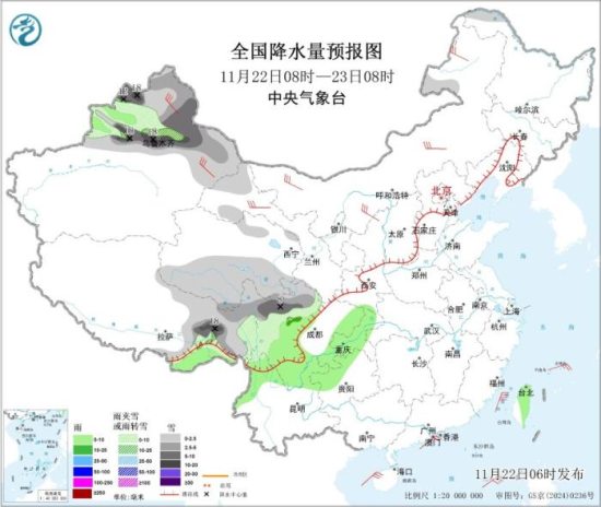 预计22日至25日较强冷空气将影响我国大部地区