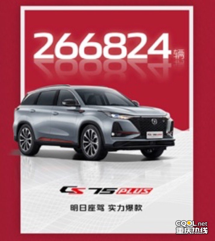 未来力量，明日座驾，长安CS75PLUS荣获“中国SUV单品销量王”桂冠！