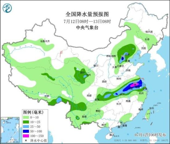 中央气象台12日早晨继续发布暴雨黄色预警 预计12日白天到夜间重庆东南部等地部分地区有大到暴雨