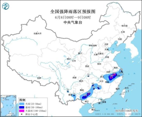 预计未来三天江南、华南西部及贵州、云南等地有较强降雨并伴有强对流天气